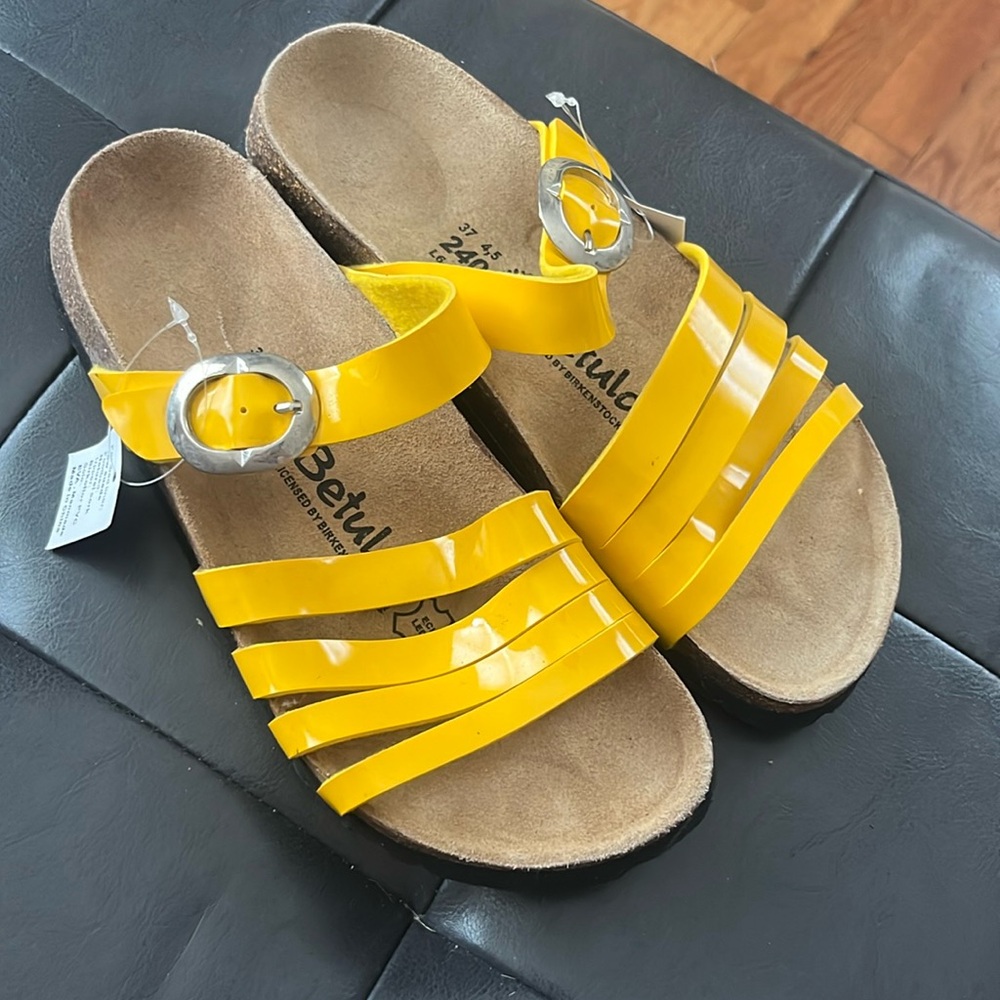Betula by Birkenstock yellow patent size 37 brand new with tags